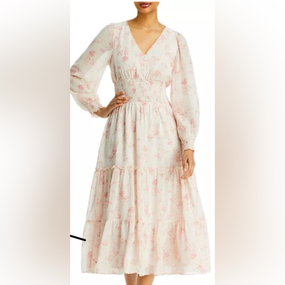 Lucy Paris floral print smocked midi dress